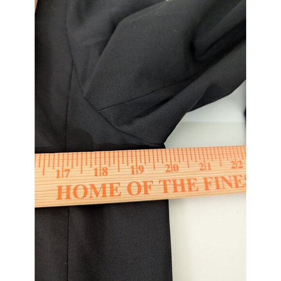 Talbots Blazer Womens Size 12 Black Wool Blend Working Cuffs 2 Button Jacket - Picture 10 of 11